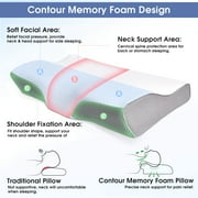 Memory Foam Pillow Neck Pillow, Adjustable Ergonomic Contour Support Cervical Pillow Slow Rebound Memory Foam for Sleeping, Back, Stomach, Side Sleeper, 23.6x 13.3x 4.3