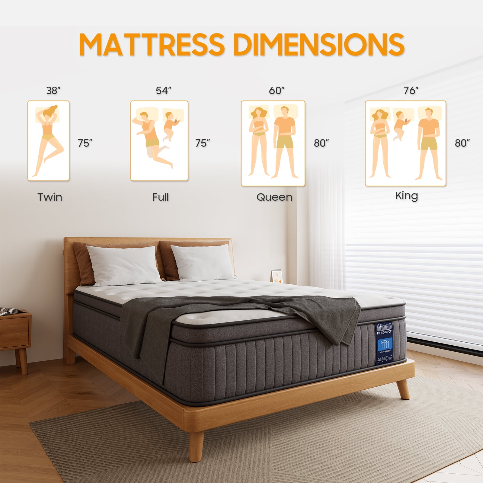 Mubulily Full Size Mattress, 8 inch Memory Foam Hybrid Mattress in a Box, Medium