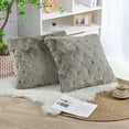 thumbnail image 2 of Home Soft Things Serenta Jacquard Rabbit Faux Fur Throw Pillow Covers 2 Piece Set, 20" x 20", Grey, 2 of 6