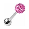 thumbnail image 2 of Jiaroswwei Surgical Steel Rhinestone Ball Barbell Bar Tongue Ring Studs Piercing Pin Jewelry, 2 of 7