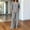 Gray-C, variant on Vertical Stripe Two Piece Pant Set for Women, V Neck Short Sleeve Pocket Resort Loungewear Suit Khaki XL(XL)