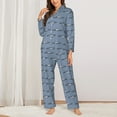 thumbnail image 2 of Honeii Cute Whale print Women's Pajama Sets Long Sleeve Button Down Sleepwear Nightwear Soft Pjs Lounge Sets-Medium, 2 of 7