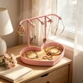 thumbnail image 6 of Leodye 1PCS Desktop Jewelry Display Storage Rack with Base Tray and Anti Slip Hooks Organizer Holder for Necklaces Earrings Bracelets Small Ornaments -8.27x5.91x7.87in, 6 of 6
