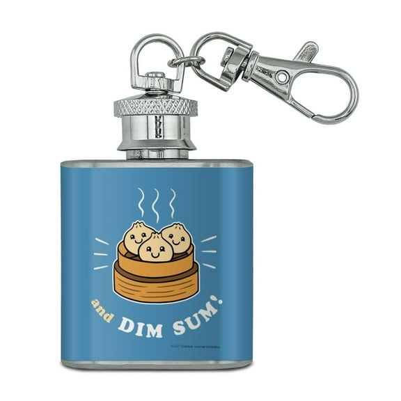 And Dim Sum Then Some Funny Humor Stainless Steel 1oz Mini Flask Key Chain