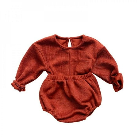 

New Infant Baby Clothing Girls Boys Full Sleeve Tops Shorts Bloomer Set Toddler Shirt Set Autumn Outfit