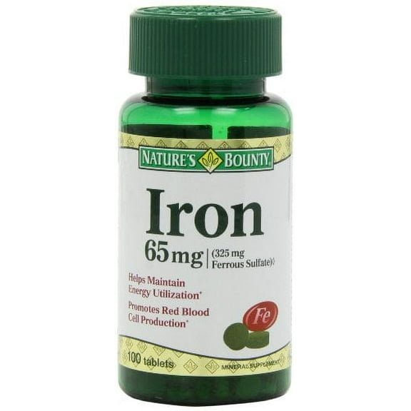 3 Pack - Nature's Bounty Iron 65 mg Tablets 100 Tablets Each
