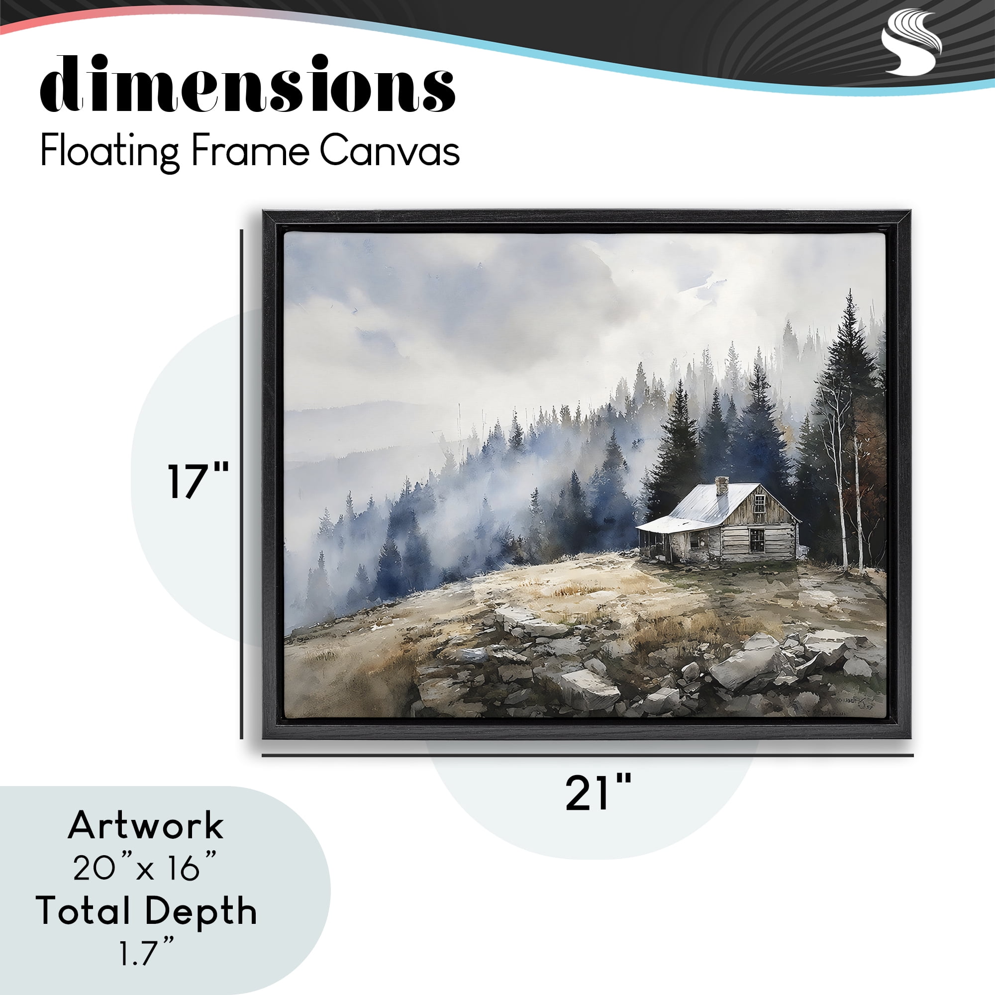 Stupell Industries Misty Cabin on Ridge Black Framed Floater Canvas Wall Art, design by Franklyn Gregory