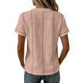 thumbnail image 3 of kaondbfi Women's Stripe Button V Neck Fashion Casual T Shirt Short Sleeve Regular Fit Spring Summer Daily Top Womens Essentials Fashion Clothing, 3 of 6