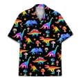 thumbnail image 2 of Rainbow Mushroom Dinosaur Hawaiian Shirt For Men T Rex Vintage Shirt Mens Hawaiian Shirts Short Sleeve Button Down Shirt Men, 2 of 7