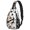 Basketball and Wow White Pattern, variant on Basketball and Jersey Gray Pattern Sling Backpack, Unisex Daily Travel Sling Pack with Side Mesh Pockets, Breathable Padded Back Gift Ideas for Hiking Cycling Walking