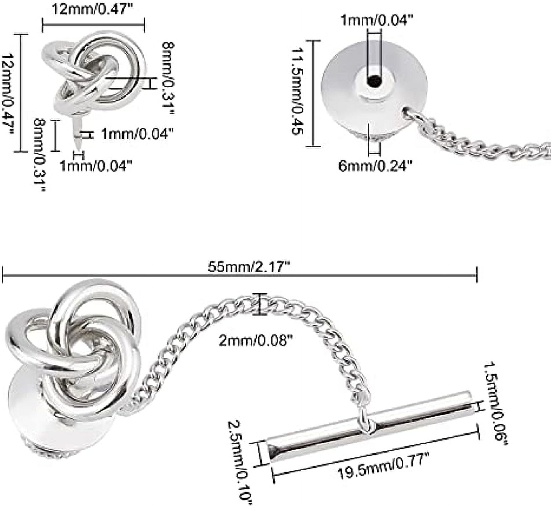 2 pcs Men's Tie Tack with Chain Brass Knot Shape Tie Tack