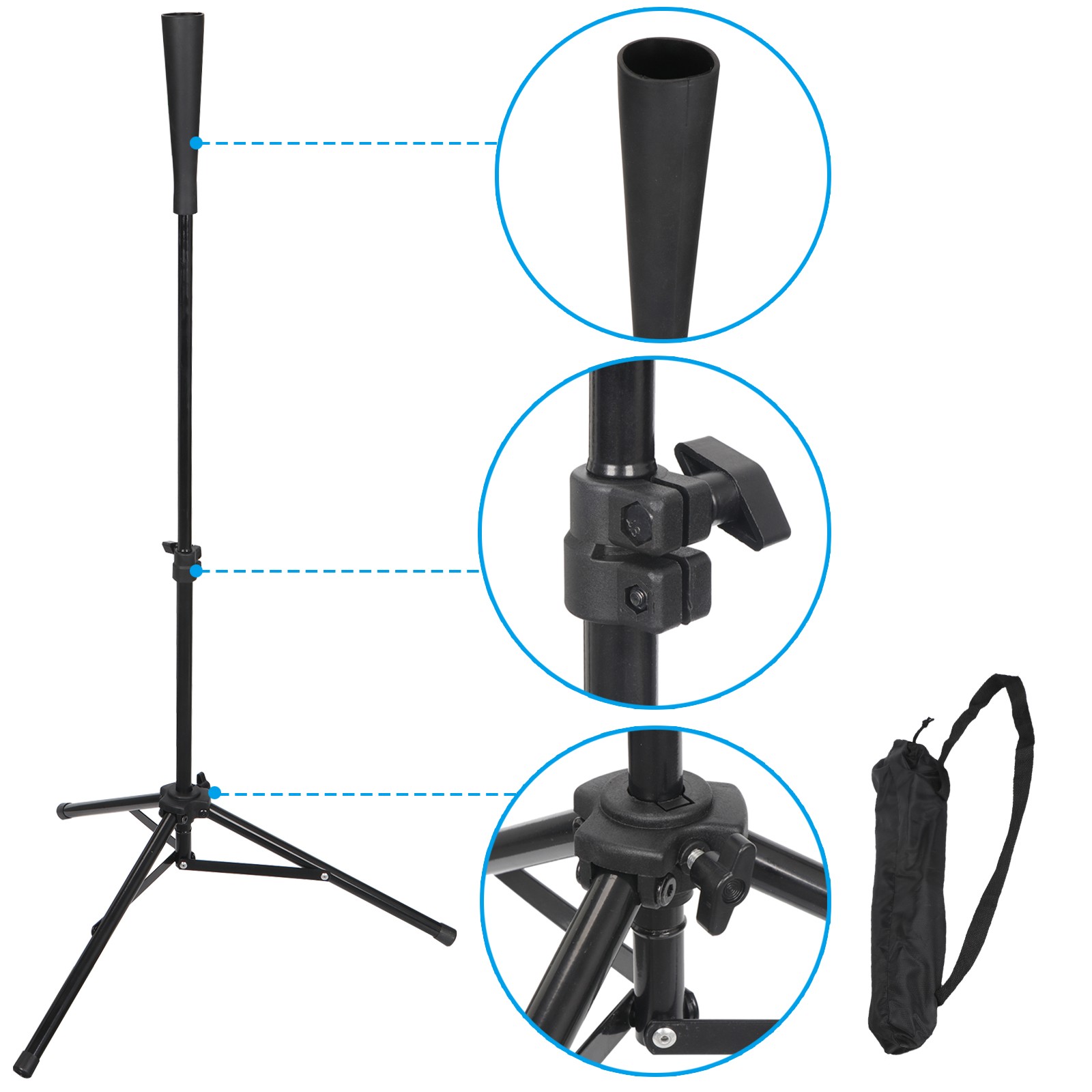 ZENSTYLE Professional Baseball Tripod Training Equipment Portable Stable Freestanding Batting Tee Height Adjustable