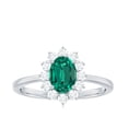 thumbnail image 5 of Rosec Jewels Lab Grown Emerald Oval Engagement Ring with Halo - 5X7 mm - Emerald Diamond Ring for Women - AAAA Grade Certified, 10K White Gold, US 9.50, 5 of 9