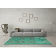 thumbnail image 3 of Ahgly Company Machine Washable Indoor Rectangle Oriental Turquoise Blue Traditional Area Rugs, 3' x 5', 3 of 4