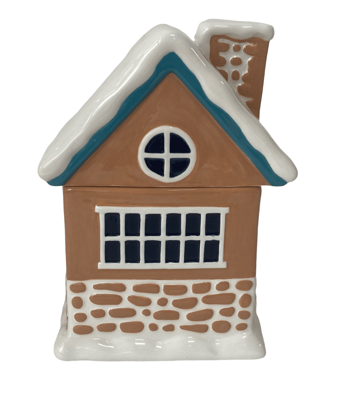 Holiday Time 57-Oz Gingerbread House Earthenware Ceramic Treat Jar with Lid, Multicolor