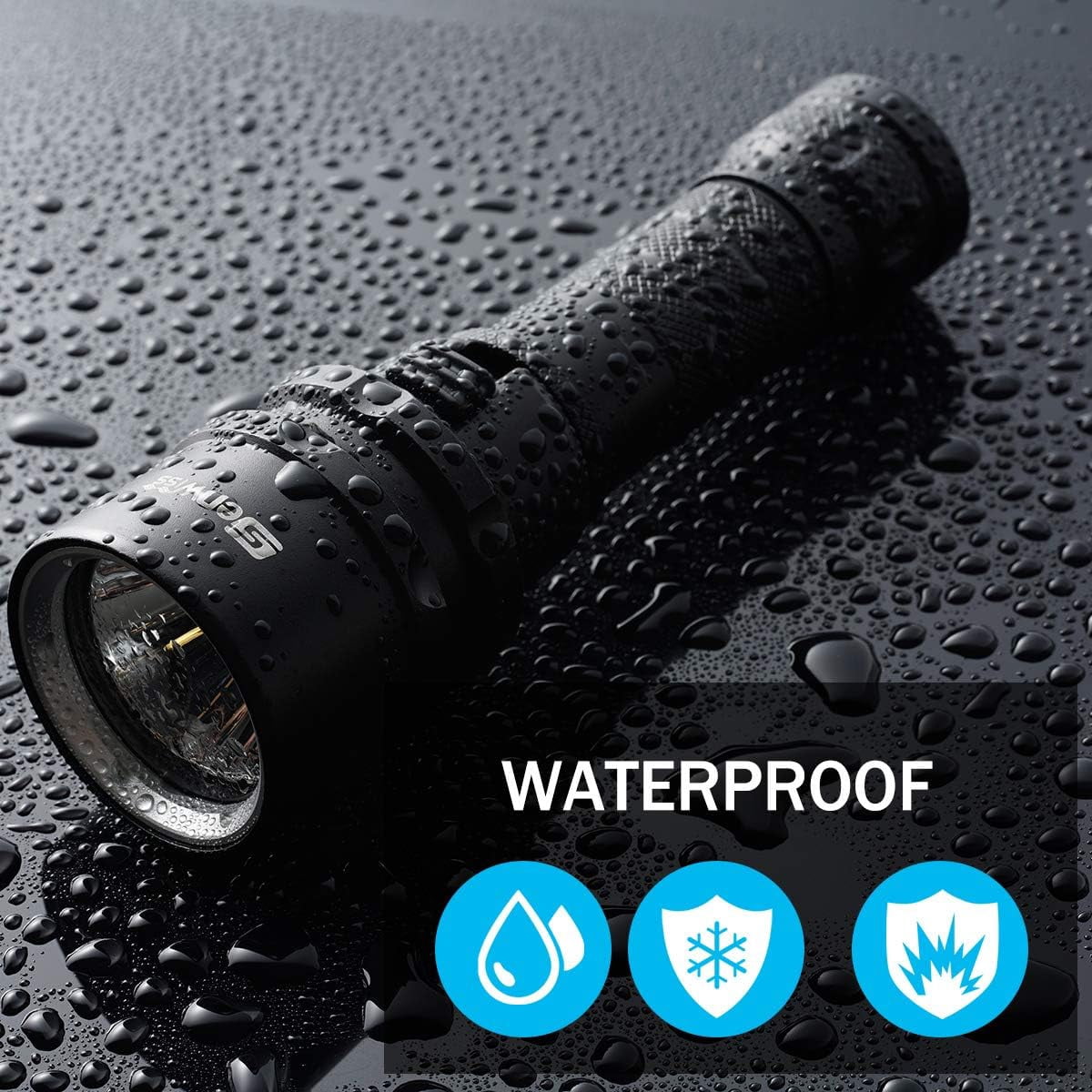 Genwiss XM-L2 LED Scuba Diving Flashlight, 2000 Lumens Waterproof Underwater Dive Torch with Rechargeable Battery