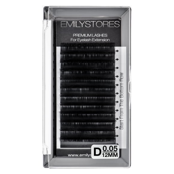 EMILYSTORES Extensión de pestañas 0,05 mm de grosor D Longitud del rizo 12 mm Pestañas de volumen de floración rápida individuales para extensiones de pestañas fáciles de abanico Pestañas de flores Pe