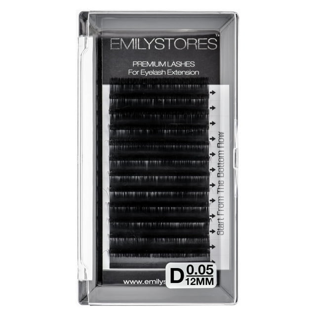 EMILYSTORES Extensión de pestañas 0,05 mm de grosor D Longitud del rizo 12 mm Pestañas de volumen de floración rápida individuales para extensiones de pestañas fáciles de abanico Pestañas de flores Pe