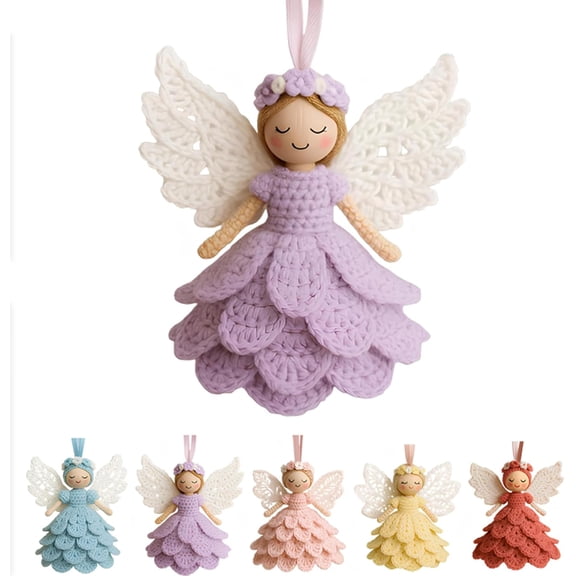 2025 New DIY Crochet Angel Ornament Kit, Beginner Friendly Craft Crochet Kit, Christmas Tree Hang Decorations, Gift for Christmas Home Holiday Decor (#2)
