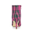 thumbnail image 2 of BLISSFUL STEP Women's Ankle Boots Plaid Stiletto Heel Pointy Toe Side Zipper Dress Boots Hot Pink 8, 2 of 6