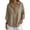 a-162Khaki62, variant on Womens Solid Color Collared Three Quarter Sleeve Henley Shirt With Partial Button Placket Relaxed Fit Lightweight For Casual Daily Wear Office Outings Cozy Top