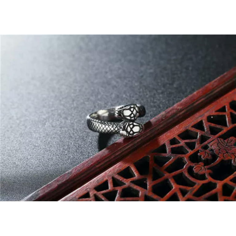 Men Women Double Snake Head Loop Animal Statement Stainless Steel