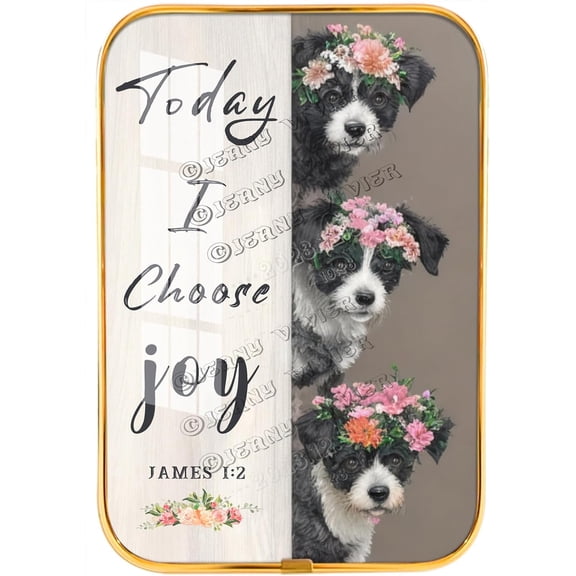 Today I Choose Joy Dog Prints Crystal Porcelain Painting,Jesus Landscape Framed Wooden Wall Art Man Cave Bar Office Kitchen Living Bedroom Courtyard Decor Gold Framed Art 12x8 inches