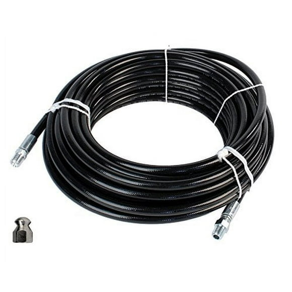 Kit de Jet d'Égouttoir 1/4 Pouces NPT x 100 Pieds Tuyau & Buse Nasale à Bouton d'Orifice 8.0 4000 PSI