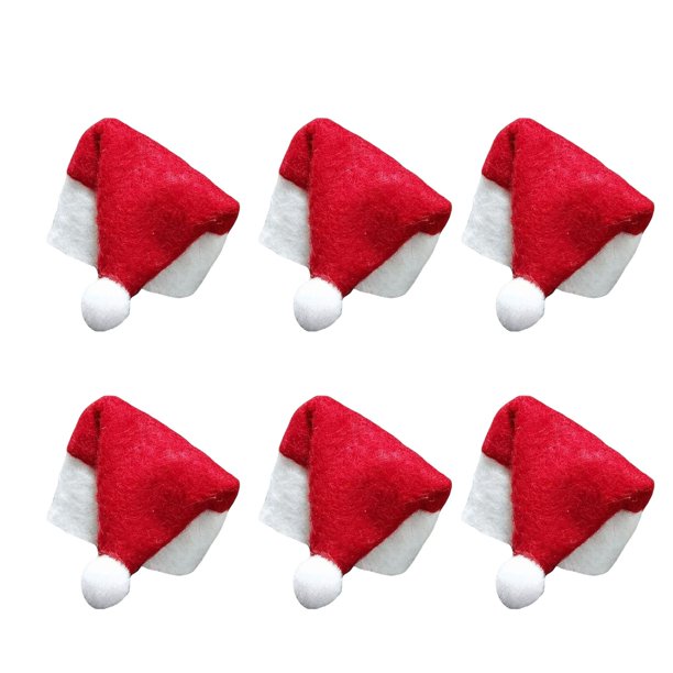 Navidad Santa Hat DIY Craft Santa Hat para vacaciones Año Nuevo Regalo 6 piezas Yuyangstore mini sombrero de muñeca