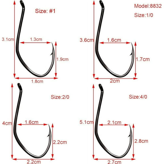 Catfish Hooks Big River Bait Hook High Carbon Steel Fishing Hook Saltwater Size Black Nickel (Pack of 50) (8#)