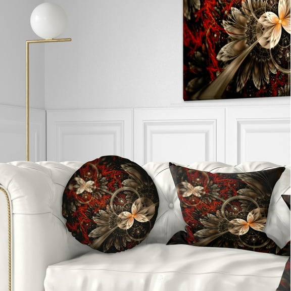 Designart 12" x 20" Red Polyester Throw Pillow