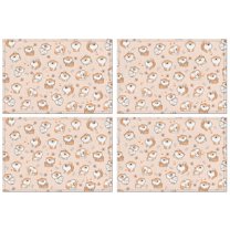 Shibainu and Love Summer Placemats Table Placemats Set Of 4-Linen Kitchen Washable Placemats Table Mats 11.8"x17.7"Non-Slip Heat Resistant