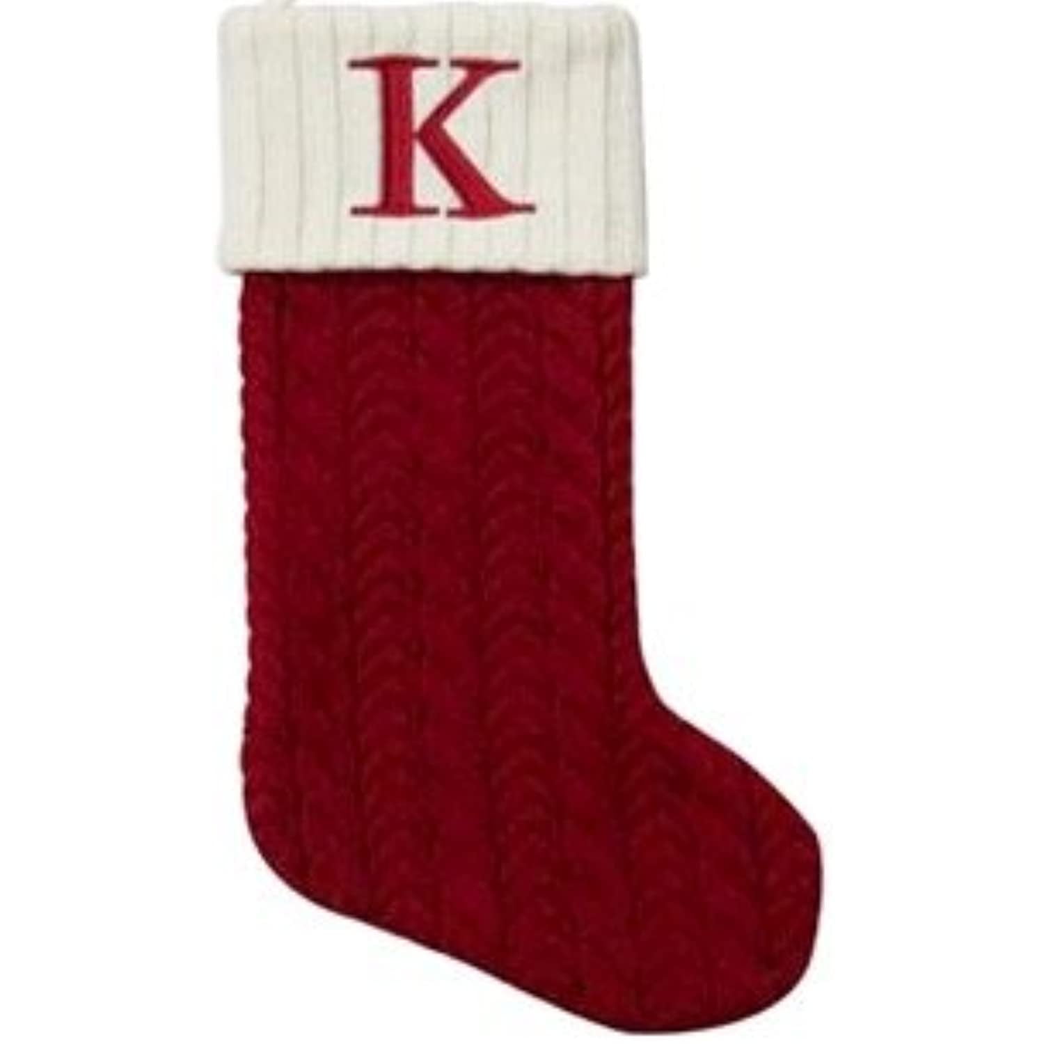 St. Nicholas Square 21in Knit Monogram Christmas Stocking, Letter K