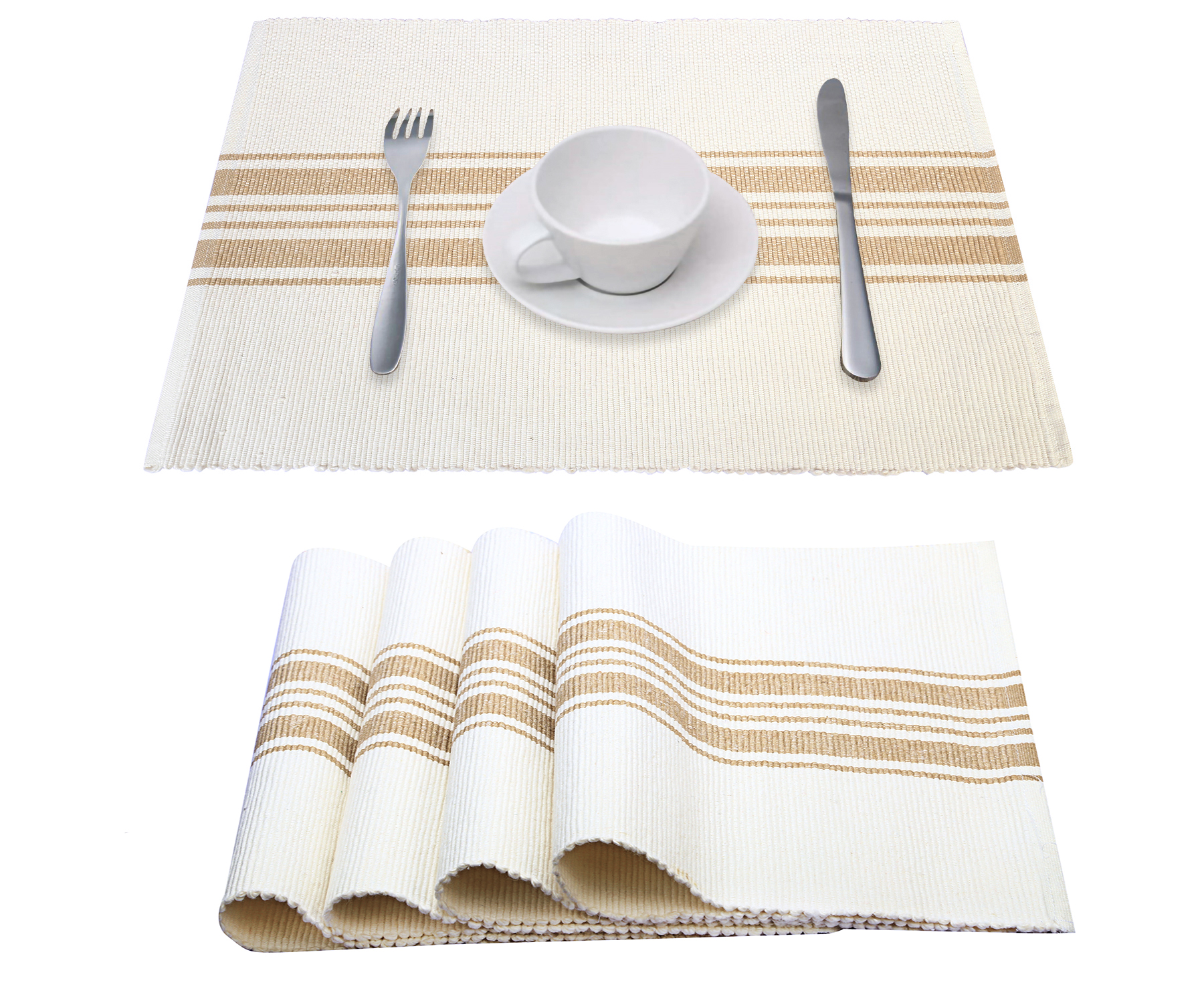 All Cotton and Linen Placemats Set of 4, Cloth Placemats, Cotton