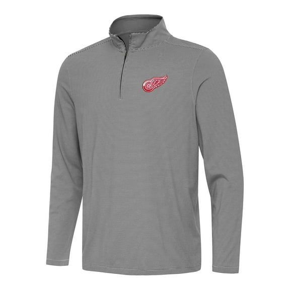 Men's Antigua  Black Detroit Red Wings Twine Quarter-Zip Top