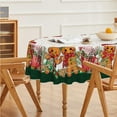 thumbnail image 4 of Christmas Tablecloth 60×84 Inch Oval, Green Gingerbread Man Cute Christmas Bear Ball Ornaments Washable Table Cover for Party Picnic Dinner Decor, 4 of 6