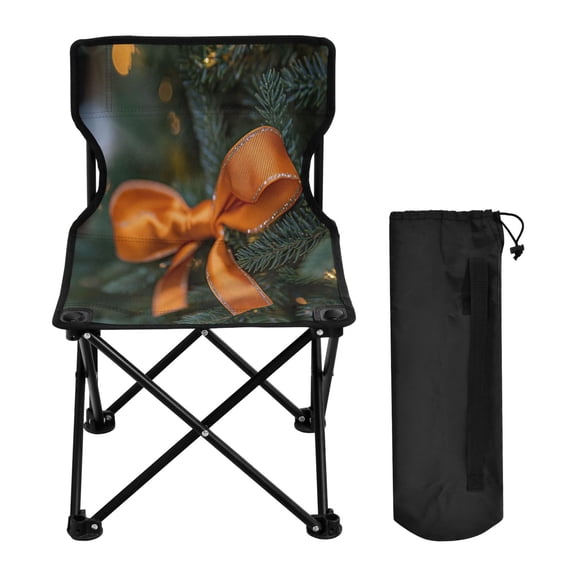 600D Oxford Camping Chair Portable Foldable Chair Supports 220 lbs for Picnic, Fishing, Backpacking Orange Bow
