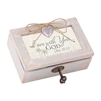 Cottage Garden I Am with You God Natural Taupe Jewelry Music Box Plays Amazing Grace