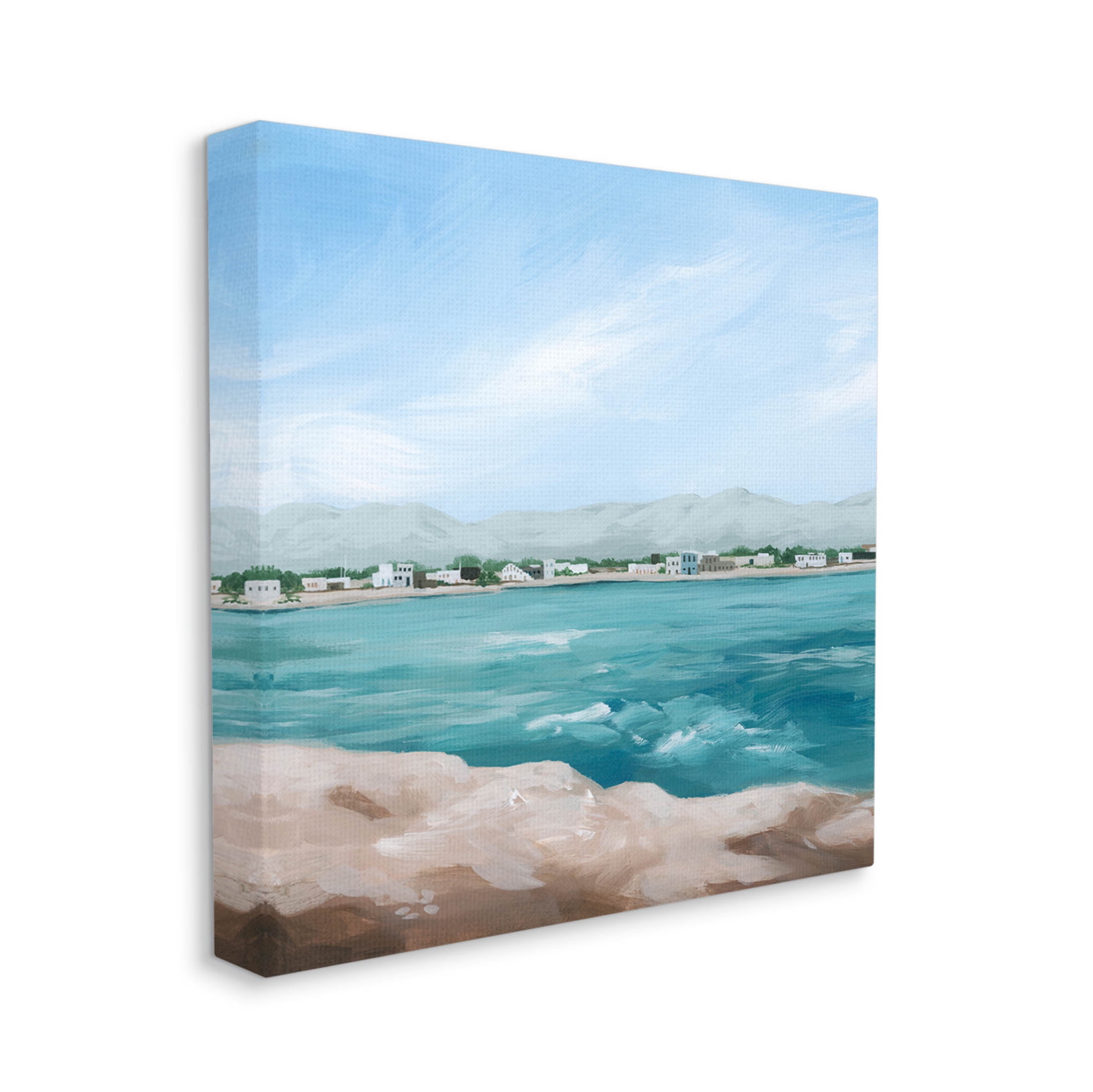 Stupell Industries Waterfront Town Ocean Scenery Painting Gallery Wrapped Canvas Print Wall Art, Design by Grace Popp