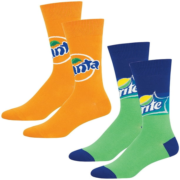 Socksmith (Set/2) Fanta & Sprite Socks Crew Length One Size Cotton Blend Ad Graphics Walmart