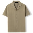 thumbnail image 4 of Men's Short Sleeve Shirt Lightweight Casual Button down Top for Summer,Beach Vacation,Breathable Hollow Out Texture Shirt for Men Khaki L, 4 of 9