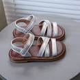 thumbnail image 4 of TOWED22 Girls Strap Sandals Braided Upper Flat Dress Sandals Round Open Toe Summer Shoes Little Kid/Big Kid（Silver,10.5）, 4 of 8