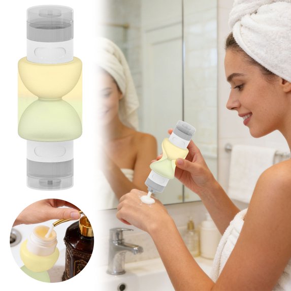 Junepar 2-in-1 Travel Size Toiletry Bottle Dispenser Leak Proof Silicone Travel Container for Shampoo Lotion Soap 150ml/5oz Portable Travel Bottles for Luggage Gym & Camping
