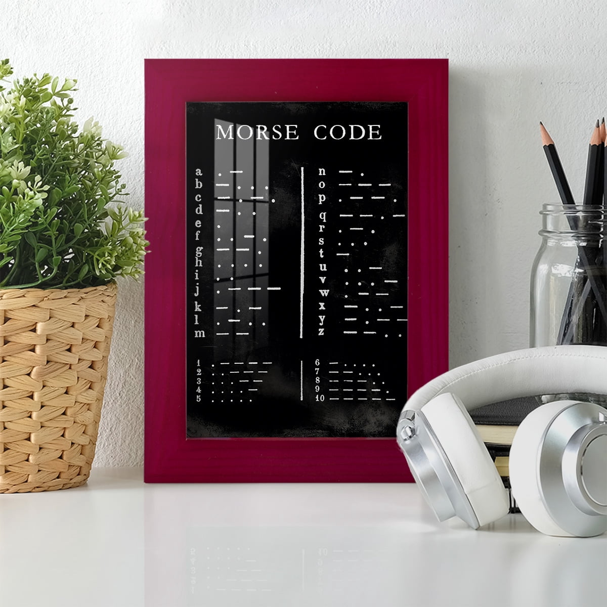 Morse Code Chart - Framed Print w/glass - Cherry Red
