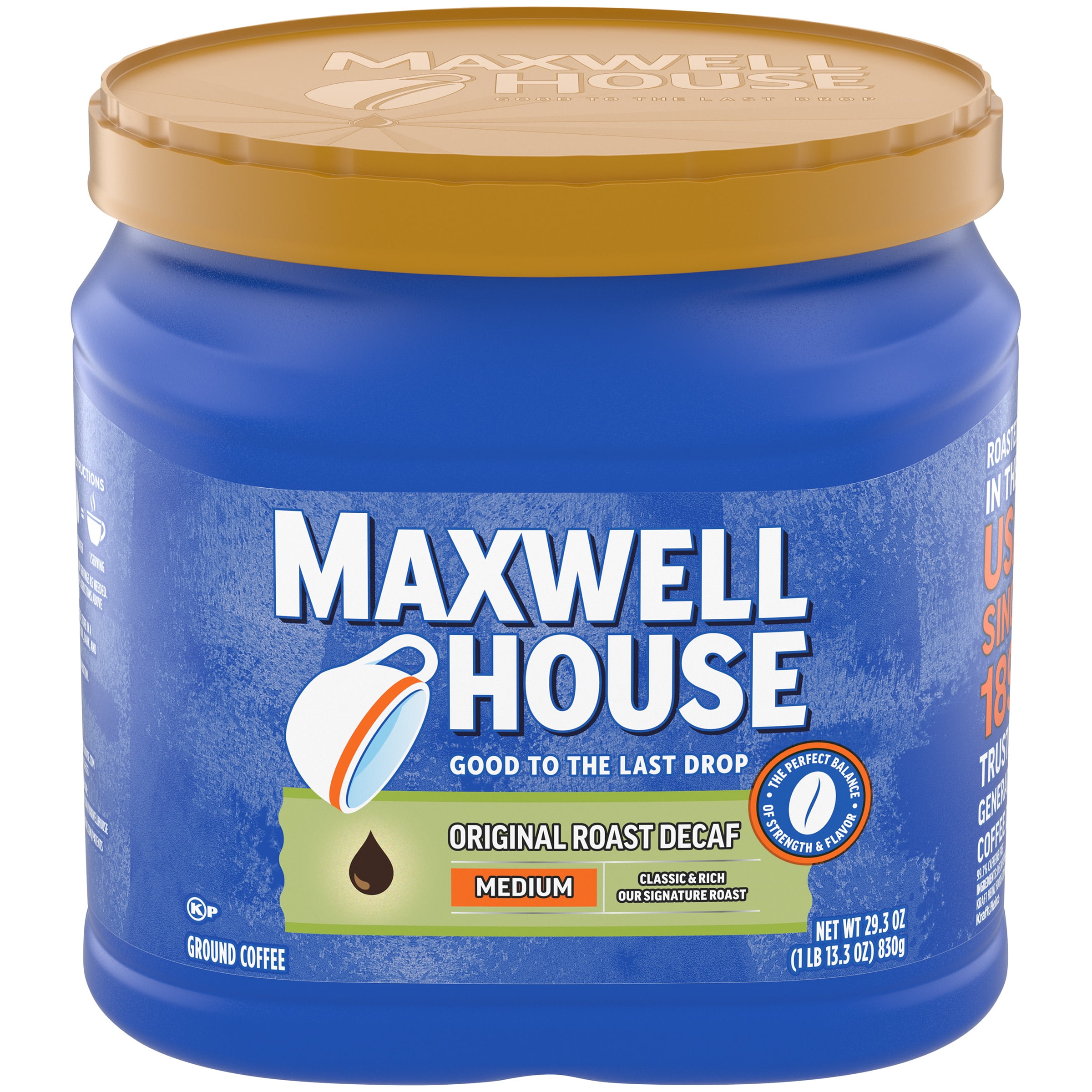 Maxwell House The Original Roast Decaf Medium Roast Ground Coffee, 29.3
