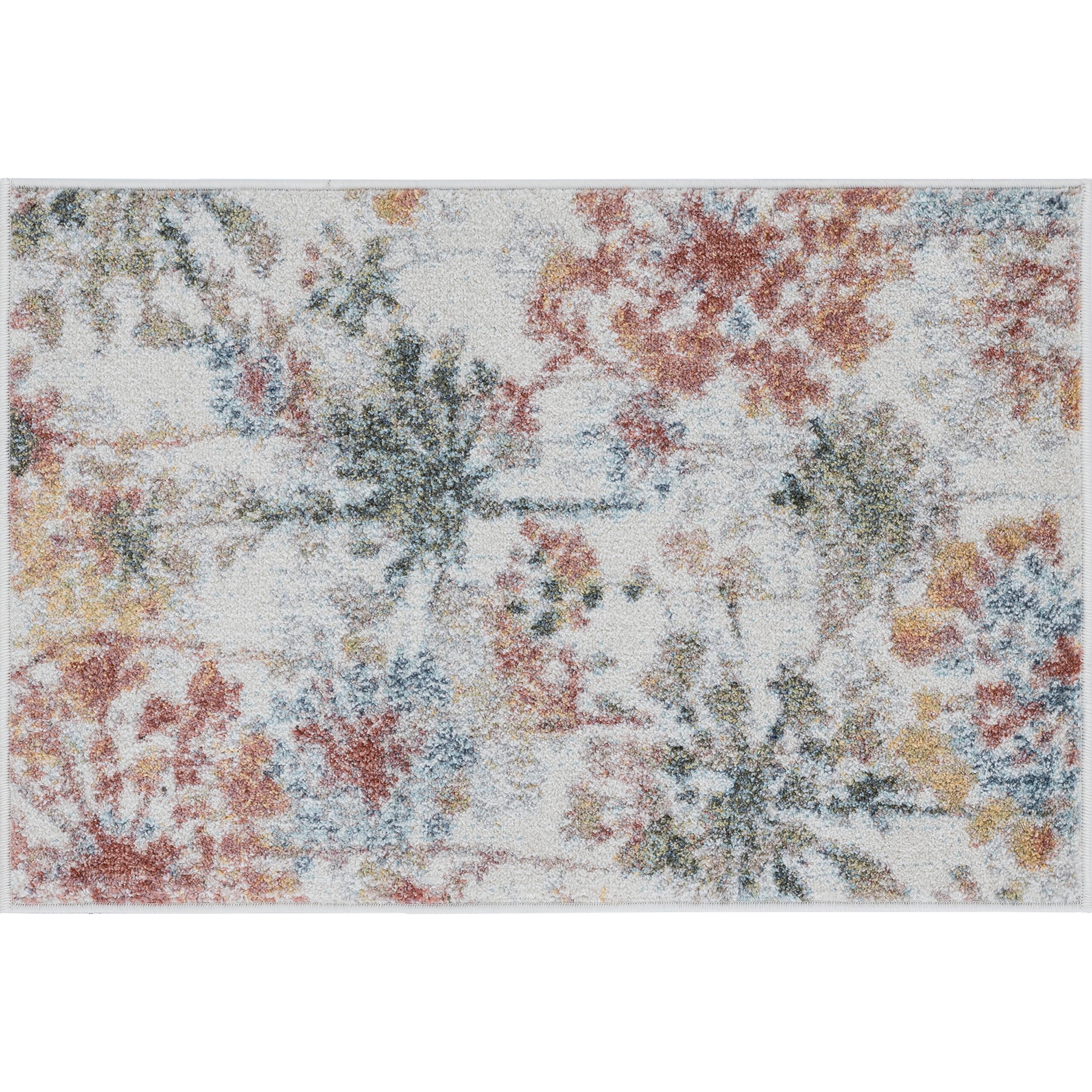 Transitional 2x3 Area Rug (2' x 3') Floral Cream Indoor Scatter Easy to Clean