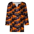 thumbnail image 4 of YDFCWXW Women's Halloween Print Shirt - 3/4 Sleeve V-Neck Button Down Blouse with Spooky Theme Purple, XL, 4 of 5