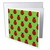 3dRose Red On Green Lady Bugs All In A Row, Greeting Cards, 6 x 6 inches, set of 6