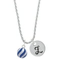 thumbnail image 1 of Delight Jewelry Silvertone 3-D Blue Striped Ornament Silvertone Script Initial Disc - Z - Charm Necklace, 20"+3", 1 of 4