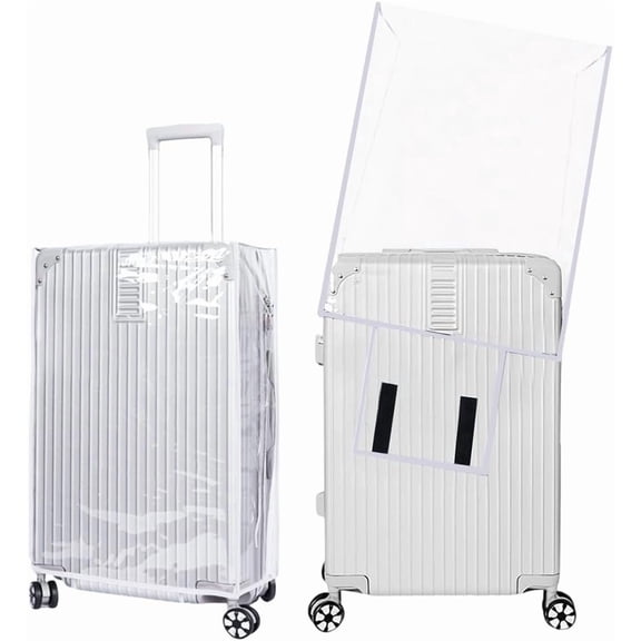 28 Inch Luggage Cover Clear Suitcase Protector PVC Transparent White Heavy Duty Waterproof Dustproof Antiscratch Approved Protective